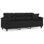 Sofá de 3 plazas con cojines tela de microfibra negro 180 cm by , Sofas - Ref: Foro24-3200980, Price: 349,82 €, Discount: %