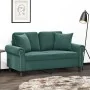 Sofá de 2 plazas con cojines terciopelo verde oscuro 120 cm by , Sofas - Ref: Foro24-3200937, Price: 277,39 €, Discount: %