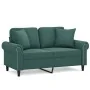 Sofá de 2 plazas con cojines terciopelo verde oscuro 120 cm by , Sofas - Ref: Foro24-3200937, Price: 277,39 €, Discount: %