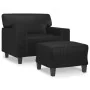 Sillón con taburete cuero sintético negro 60 cm by , Sofas - Ref: Foro24-3201159, Price: 207,61 €, Discount: %