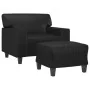 Sillón con taburete cuero sintético negro 60 cm by , Sofas - Ref: Foro24-3201159, Price: 207,61 €, Discount: %