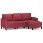 Sofá de 3 plazas con taburete cuero sintético rojo tinto 180 cm by , Sofas - Ref: Foro24-3201125, Price: 292,54 €, Discount: %