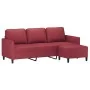 Sofá de 3 plazas con taburete cuero sintético rojo tinto 180 cm by , Sofas - Ref: Foro24-3201125, Price: 292,54 €, Discount: %