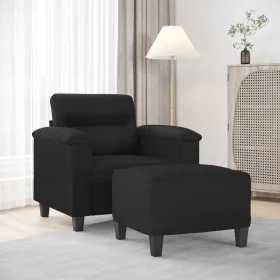 Sillón con taburete cuero sintético negro 60 cm by , Sofas - Ref: Foro24-3201237, Price: 202,28 €, Discount: %