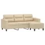 Sofá de 3 plazas y taburete tela microfibra crema 180 cm by , Sofas - Ref: Foro24-3201235, Price: 386,01 €, Discount: %
