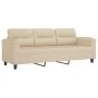 Sofá de 3 plazas y taburete tela microfibra crema 180 cm by , Sofas - Ref: Foro24-3201235, Price: 386,01 €, Discount: %