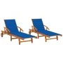 Tumbonas con cojines 2 unidades madera maciza de acacia by , Loungers - Ref: Foro24-3077340, Price: 443,15 €, Discount: %