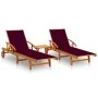 Tumbonas con mesa y cojines 2 uds madera maciza de acacia by , Loungers - Ref: Foro24-3077354, Price: 468,81 €, Discount: %