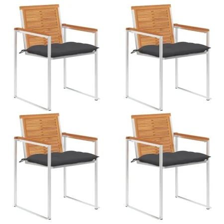 Sillas de jardín y cojines 4 unidades madera maciza de acacia by , Garden chairs - Ref: Foro24-3078485, Price: 501,84 €, Disc...