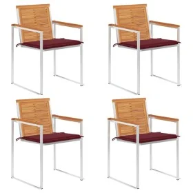 Sillas de jardín y cojines 4 unidades madera maciza de acacia by , Garden chairs - Ref: Foro24-3078479, Price: 495,41 €, Disc...