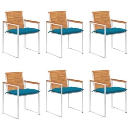 Sillas de jardín y cojines 6 unidades madera maciza de acacia by , Garden chairs - Ref: Foro24-3078516, Price: 748,55 €, Disc...