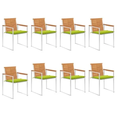 Sillas de jardín y cojines 8 unidades madera maciza de acacia by , Garden chairs - Ref: Foro24-3078535, Price: 985,38 €, Disc...