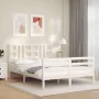 Estructura de cama con cabecero madera maciza blanco 140x200 cm de vidaXL, Camas y somieres - Ref: Foro24-3193922, Precio: 13...
