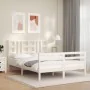 Weißer Massivholzbettrahmen mit Kopfteil 140x200 cm von vidaXL, Betten und Lattenroste - Ref: Foro24-3193922, Preis: 130,84 €...