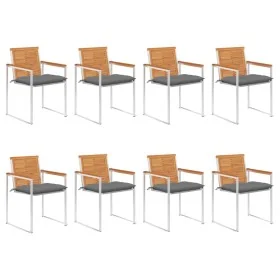 Sillas de jardín y cojines 8 unidades madera maciza de acacia by , Garden chairs - Ref: Foro24-3078540, Price: 1,00 €, Discou...