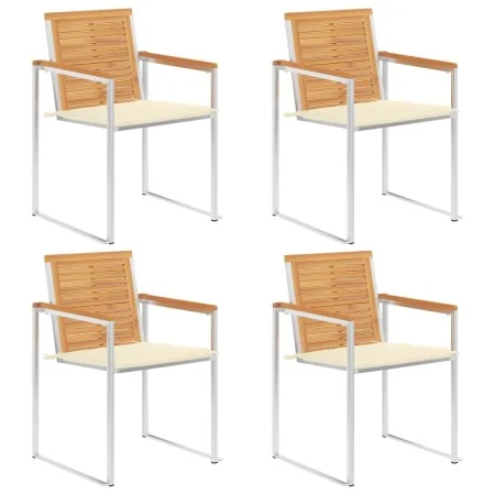 Sillas de jardín 4 unidades con cojines madera maciza teca von , Gartenstühle - Ref: Foro24-3078556, Preis: 539,78 €, Rabatt: %