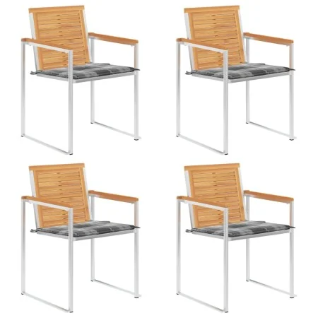 Sillas de jardín 4 unidades con cojines madera maciza teca | Tu tienda online para hogar, jardín y más Foro24.es