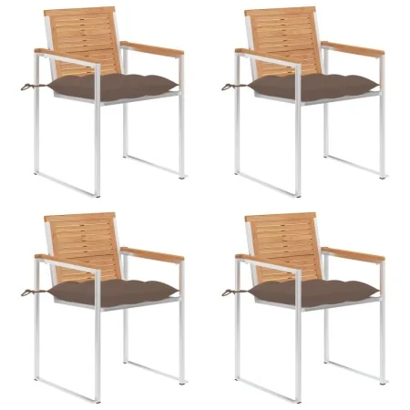 Sillas de jardín 4 unidades con cojines madera maciza teca by , Garden chairs - Ref: Foro24-3078577, Price: 547,98 €, Discoun...