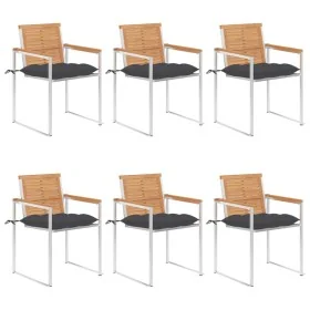 Sillas de jardín y cojines 6 unidades madera maciza de acacia by , Garden chairs - Ref: Foro24-3078596, Price: 829,98 €, Disc...