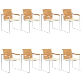 Sillas de jardín y cojines 8 unidades madera maciza de acacia by , Garden chairs - Ref: Foro24-3078610, Price: 1,00 €, Discou...