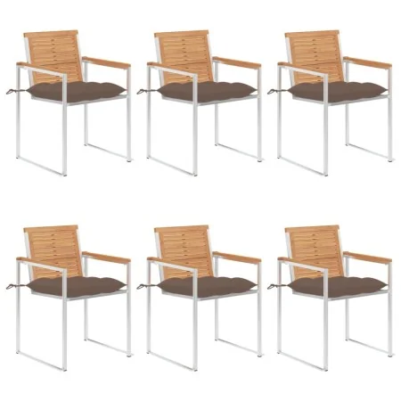 Sillas de jardín y cojines 6 unidades madera maciza de acacia by , Garden chairs - Ref: Foro24-3078604, Price: 829,01 €, Disc...