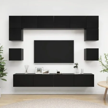 Set de muebles de salón TV 8 piezas madera ingeniería negro von , TV-Möbel - Ref: Foro24-3078797, Preis: 335,41 €, Rabatt: %