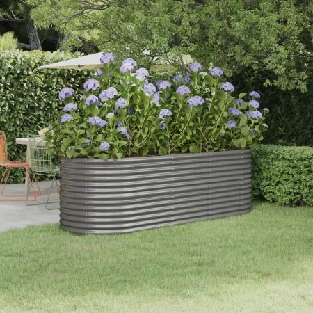 Jardinera arriate acero recubrimiento polvo gris 224x80x68 cm by , Pots and planters - Ref: Foro24-318954, Price: 82,86 €, Di...
