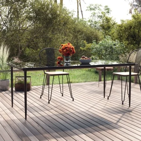 Mesa comedor jardín acero y vidrio templado negro 200x100x74 cm de , Mesas de jardín - Ref: Foro24-319280, Precio: 217,34 €, ...