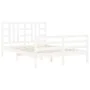 Estructura de cama con cabecero madera maciza blanco 140x200 cm de vidaXL, Camas y somieres - Ref: Foro24-3193922, Precio: 13...