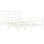 Weißer Massivholzbettrahmen mit Kopfteil 140x200 cm von vidaXL, Betten und Lattenroste - Ref: Foro24-3193922, Preis: 130,84 €...