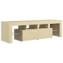 Mueble de TV con luces LED color roble Sonoma 140x36,5x40 cm de , Muebles TV - Ref: Foro24-804367, Precio: 115,19 €, Descuent...