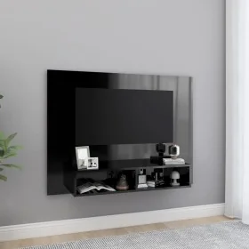 Mueble TV de pared contrachapado negro brillante 120x23,5x90 cm de , Muebles TV - Ref: Foro24-808276, Precio: 63,72 €, Descue...