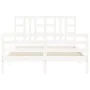 Estructura de cama con cabecero madera maciza blanco 140x200 cm de vidaXL, Camas y somieres - Ref: Foro24-3193922, Precio: 13...