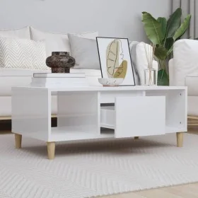 Mesa de centro madera contrachapada blanco brillo 90x50x36,5 cm by , Coffee table - Ref: Foro24-821062, Price: 49,21 €, Disco...