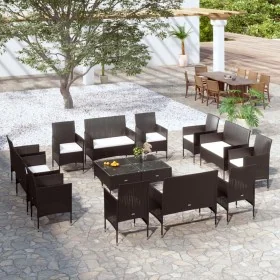 Juego muebles de jardín 16 pzas y cojines ratán sintético negro von , Gartensets - Ref: Foro24-3095956, Preis: 1,00 €, Rabatt: %