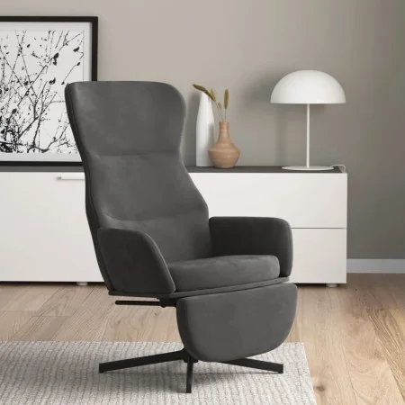 Sillón de relax con reposapiés terciopelo gris oscuro by , Armchairs - Ref: Foro24-3097496, Price: 119,21 €, Discount: %