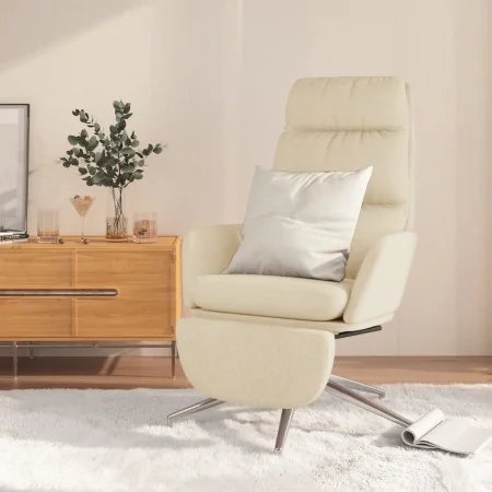 Sillón de relax con reposapiés tela color crema by , Armchairs - Ref: Foro24-3097526, Price: 126,43 €, Discount: %