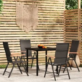 Juego de comedor para jardín 5 piezas negro by , Garden sets - Ref: Foro24-3099114, Price: 339,84 €, Discount: %