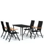Juego de comedor para jardín 5 piezas negro de , Conjuntos de jardín - Ref: Foro24-3099121, Precio: 384,40 €, Descuento: %