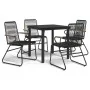 Juego de comedor de jardín 5 piezas ratán PVC negro de , Conjuntos de jardín - Ref: Foro24-3099210, Precio: 301,11 €, Descuen...