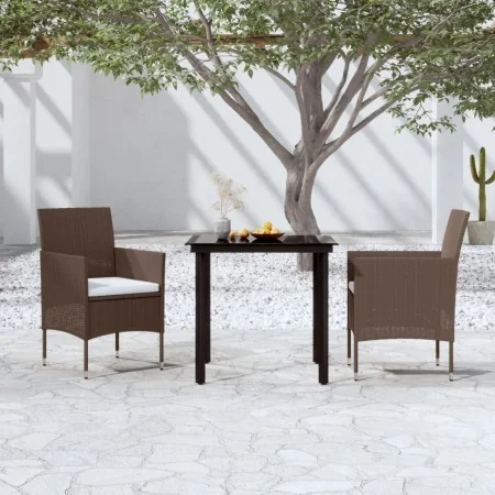 Juego de comedor de jardín 3 piezas con cojines marrón y negro by , Garden sets - Ref: Foro24-3099299, Price: 225,18 €, Disco...