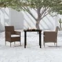 Juego de comedor de jardín 3 piezas con cojines marrón y negro by , Garden sets - Ref: Foro24-3099299, Price: 225,18 €, Disco...