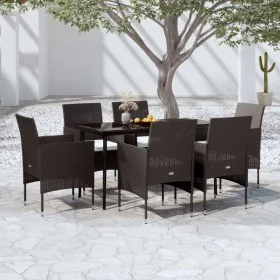 Juego de comedor de jardín 7 piezas con cojines negro by , Garden sets - Ref: Foro24-3099308, Price: 484,71 €, Discount: %