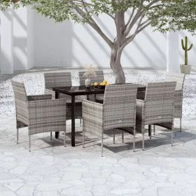 Juego de comedor de jardín 7 piezas con cojines gris y negro by , Garden sets - Ref: Foro24-3099290, Price: 500,36 €, Discoun...