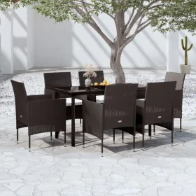Juego de comedor de jardín 7 piezas con cojines negro by , Garden sets - Ref: Foro24-3099284, Price: 489,15 €, Discount: %