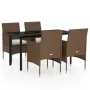 Juego de comedor de jardín 5 piezas con cojines marrón y negro de , Conjuntos de jardín - Ref: Foro24-3099301, Precio: 386,81...