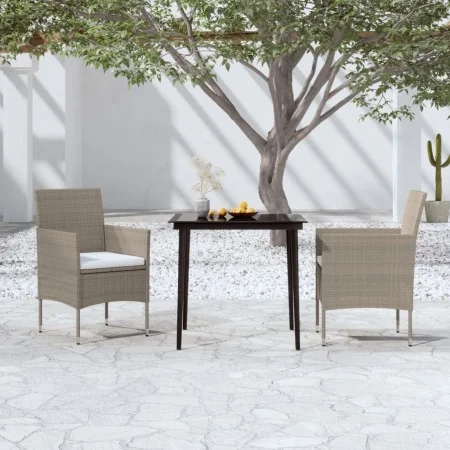 Juego de comedor de jardín 3 piezas con cojines beige y negro de , Conjuntos de jardín - Ref: Foro24-3099317, Precio: 253,83 ...