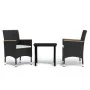 Juego de comedor de jardín 3 piezas con cojines negro by , Garden sets - Ref: Foro24-3099329, Price: 216,80 €, Discount: %