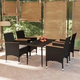 Juego de comedor de jardín 5 piezas con cojines negro de , Conjuntos de jardín - Ref: Foro24-3099343, Precio: 350,44 €, Descu...