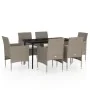 Juego de comedor de jardín 7 piezas con cojines beige y negro de , Conjuntos de jardín - Ref: Foro24-3099320, Precio: 512,59 ...